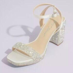 Betsey Johnson Crystal Embellished Block Heel Platform Sandals